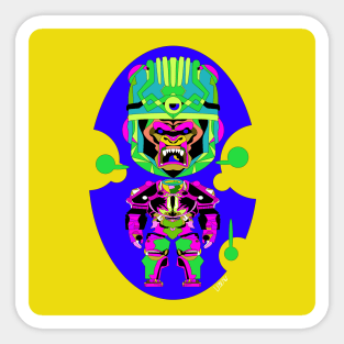 sisimite ecopop ape gorilla art in kaiju mecha robot suit Sticker